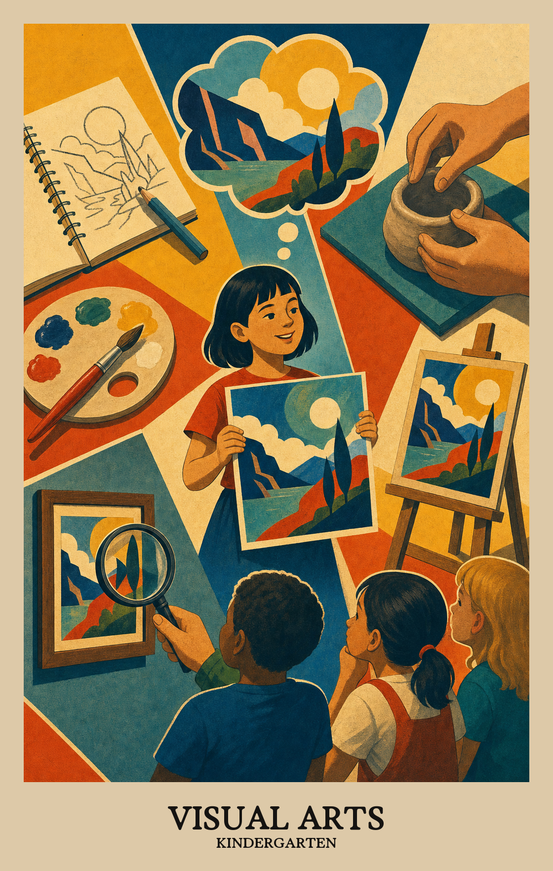 Illustration of what students learn in Kindergarten Arts: Visual Arts